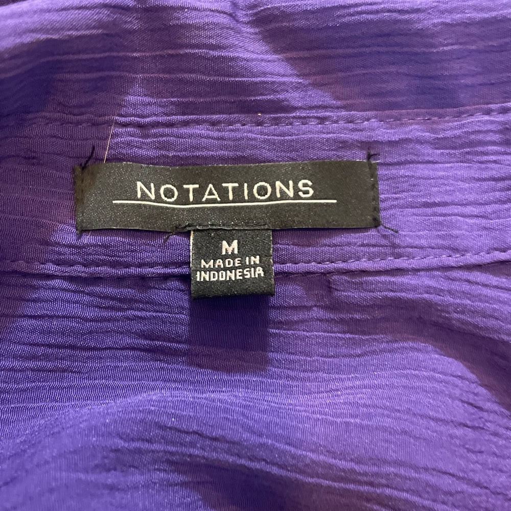 Notations Purple Polyester Button Up Blouse M - image 2